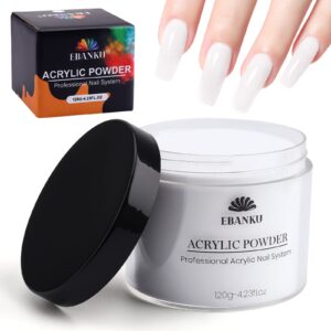 EBANKU White Acrylic Powder> 120g/4.23oz Acrylic Powder Large Capacity Professional Acrylic Nail Powder for Nail Acrylic Extension> Nail Carving> Long-Lasting> No Nail Lamp Needed