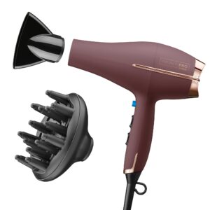 INFINITIPRO BY CONAIR Hair Dryer with Diffuser | AC Motor Pro Hair Dryer with Ceramic Technology | Includes Diffuser and Concentrator | Plum – Amazon Exclusive | Packaging May Vary
