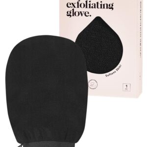 Kitsch Exfoliating Glove – Korean Exfoliating Mitt & Deep Exfoliating Body Scrubber for Shower, Bath | Body Exfoliator, Dead Skin Remover | Skin Care for Smooth, Renewed Skin – 1pc, Black