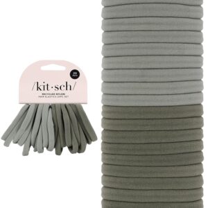 Kitsch Nylon Hair Ties for Girls & Women – No Snag, Pain-free Hair Ties No Damage Ideal for Ponytails, Updos & Braids, 20pcs Eucalyptus