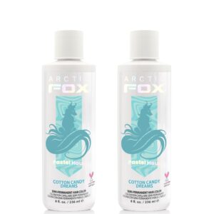 ARCTIC FOX Vegan and Cruelty-Free Semi-Permanent Hair Color Dye – COTTON CANDY DREAMS 8 Fl Oz (Pack of 2)