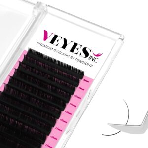 VEYES INC Classic Volume Lash Extensions 0.03-0.20 J/B/L/C/CC/D/DD Curl 5-25mm Mixed & Single Length Tray, Premium Silk Eyelashes, Professional Supplies for Lash Techs(Matte Black 0.03 CC 10mm)