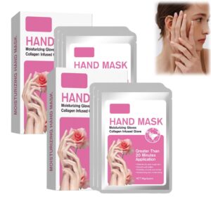 Adruer Hand Mask> Hand Masks Moisturizing Gloves Overnight> Hand Peel Mask Gloves> Hydrating Exfoliating Hand Peeling Spa Masks for Dry Cracked Rough Hands (6PCS)
