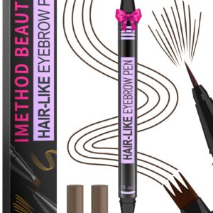 iMethod Eyebrow Pen – Eyebrow Pencil Magic 2-in-1 Eye Brow Pencils for Women with 4-Fork-Tip and Precise Brush-Tip Create Natural Hair-Like Brows, Last All Day, Microblading Eyebrow Pen, Dark Brown