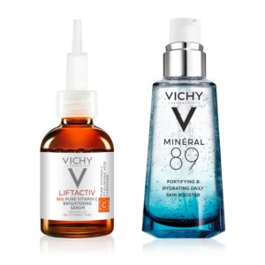 Vichy Bestsellers Duo, Skin Care Set, 16% Pure Vitamin C Serum & Mineral 89 Booster Hyaluronic Acid Serum, Facial Skin Care Kit for Brightening, Hydrating & Firming
