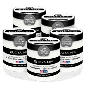 Joya Mia Acrylic Powder for Nails> MMA-Free> Super Adhesion Professional Powder for Flawless & Long-Lasting Nail Enhancements> Easy Application> Vibrant & Stunning Colors – Pure White> 5 lbs