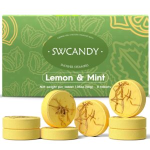 Aromatherapy Shower Steamers Birthday Day Gifts Lemon Mint – Swcandy 8 Pcs Bath Bombs Birthday Gifts for Women, Shower Bombs with Essential Oils, Relaxation Home SPA for Women Who Has Everything