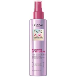 L’Oreal Paris Sulfate Free Moisture 21-in-1 Leave-In Conditioner for Dry Hair, EverPure, 6.7 fl oz