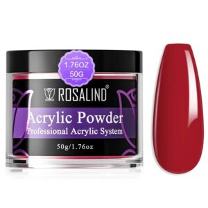 ROSALIND Red Acrylic Nail Powder 50g/1.76oz Acrylic Red Powder for Nail Acrylic Extension> Professional Crystal Polymer Nail Powder Caving> Dry Naturally No Nail Lamp Needed