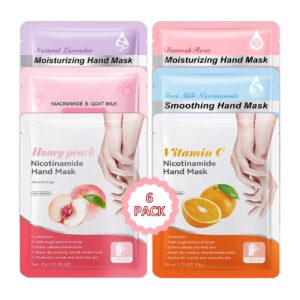 PPPanYiDi Hand Masks Moisturizing Gloves>6 Pairs Hydrating Hand Peel Masks Gift Set for Dry Cracked Hands Care>Long-lasting and Non-greasy Hand Moisturizer Gloves for Women P