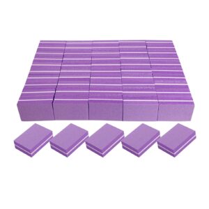 Nail Buffers (50 Pack), Mini Buffer Block Nail File for Acrylic Nails and Natural Nails, 100/180 Grit Nail Buffer Block Bulk Buffing Blocks for Nail Buff Professional Manicure File Blocks Set Purple