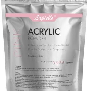 Lapielle Professional Acrylic Powder for Nail Art. Long-lasting> Large capacity and quick dry. (16oz PINK)