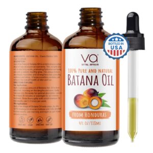 VITAL AFFAIR Batana Oil-Hair Growth Oil-4 Fl Oz-Glass Bottle-Cold Pressed-100% Raw-Dr Sebi Recommended-Essential Nutrients-For Women & Men