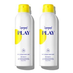 Supergoop! PLAY SPF 50 Antioxidant Body Mist w/Vitamin C, 6 fl oz – 2 Pack – Broad Spectrum Sunscreen Spray – Clean Ingredients for Sensitive Skin – Great for Active Days