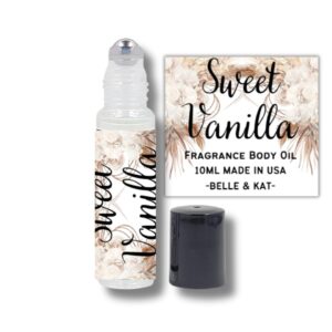 Fragrance Body Oil Roll-On Scented Sweet Vanilla – 0.33 Fl Oz (10ml) for Men & Women – 100% Fragrance Oil – No Alcohol Fillers – Can Also Use as Diffuser Oil – Made in USA