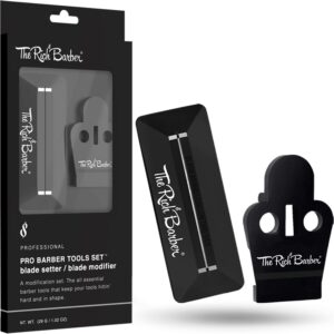 The Rich Barber Pro Barber Tools Set – Accessories Kit with 1-Minute Blade Modifier & 10-Second Blade Setter – Zero Gap Trimmer Alignment Tool, Blade Sharpener Block – Professional Barber Supplies