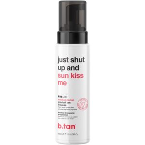 b.tan Medium Gradual Self Tanner Mousse | Just Shut Up and Sun Kiss Me – Lightweight, Hydrating, Daily Moisturizer to Build Luscious, Golden Glow, Vegan, Cruelty & Paraben Free, 10.1 Fl Oz