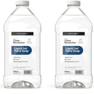Clean Revolution Liquid Gel Hand Soap, Silky Rich Liquid, Quick Lather, Fast Rinsing (Fragrance Free) 64 Fl Oz (Pack of 2)