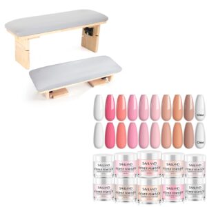 Saviland Acrylic Powder Set: Keratin Professional Acrylic Nail Powder Clear SAVILAND Hand Rest for Nails Tech: Professional PU Leather Nail Arm Rest Adjustable Height Nail Hand Rest Solid Wood Soft