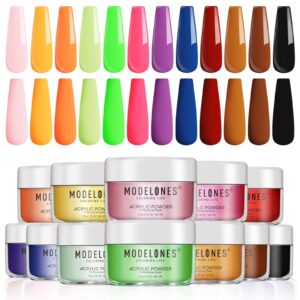Modelones Acrylic Powder> 12 Colors Acrylic Nail Powder> Medium Drying> Pink Black Red Green Blue Color Acrylic Powder for Nails Spring Summer> Nail Extension> Nail Art> 3D Carving> Gifts for Women
