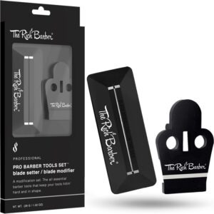 The Rich Barber Pro Barber Tools Set – Accessories Kit with 1-Minute Blade Modifier & 10-Second Blade Setter – Zero Gap Trimmer Alignment Tool, Blade Sharpener Block – Professional Barber Supplies