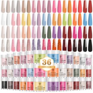 CHOSEOS 36 Colors Acrylic Crystal Powder Set to Achieve Salon Quality Nails At home> Perfect For Beginners And Professionals
