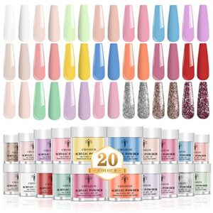CHOSEOS 20 colors acrylic crystal powder> can make a variety of styles of nails> suitable for beginners and home DIY use