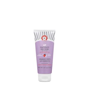 First Aid Beauty – KP Bump Eraser Body Scrub with 10% AHA, Keratosis Pilaris Exfoliator with Glycolic and Lactic acids, Helps Reduce Chicken Skin Bumps, Safe for Sensitive Skin, Strawberry Scent, 2 oz