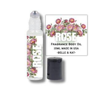 Rose Fragrance Body Oil Roll-On 0.33 Fl Oz (10ml) for Men & Women – 100% Fragrance Oil – No Alcohol Fillers – Can Also Use as Diffuser Oil – Made in USA