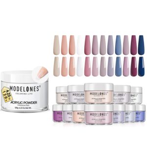 Modelones Clear Acrylic Powder with 12 Colors Acrylic Nail Powder Set