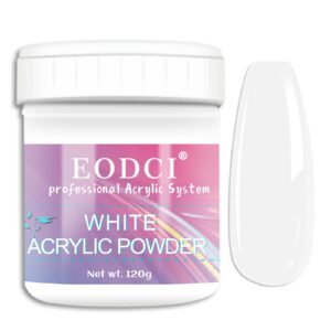 Eodci White Acrylic Nail Powder> 120g Professional Acrylic Nail Powder Polymer for 3D French Nail Manicure Extension Nail Carving No Need Nail Lamp