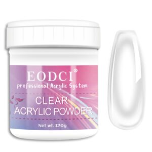 Eodci Clear Acrylic Nail Powder Professional 120g Acrylic Nail Powder Polymer for 3D French Nail Manicure Extension Nail Carving Large Capacity