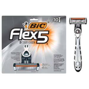 BIC Flex 5 Disposable Men’s Razors, Father’s Day Gift, 5-Blade Shave System, Men Razor Gift Set, 10-Pack
