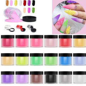 HitHopKing Acrylic Nail Powder>18 Colors Acrylic Powder Set for Nail Art 3D DIY Tips decoration