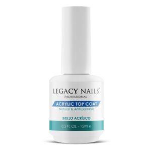 Legacy Nails Acrylic Top Coat 15ml / 0.5 FL.oz. Beauty and a shiny finish to acrylic> gel> and natural nails. Avoids nicks> chips> or smudges. Not need UV or LED lamp.