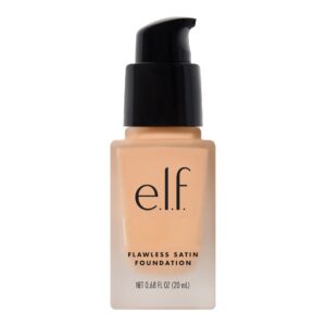 e.l.f. Flawless Satin Foundation, Lightweight & Medium Coverage, Semi-Matte Finish, Vegan & Cruelty-Free, Shell, 0.68 Fl Oz (20mL)