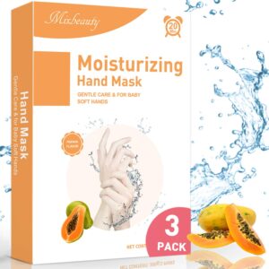 Hand Mask 3 Pairs Moisturizing Glove Hand Peeling Mask Repair Rough and Dry Skin-Papaya