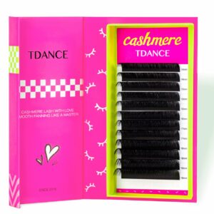 TDANCE Cashmere Lash Extensions Super Matte Black Classic Lash Extensions 0.05mm Thickness D Curl 14-19mm Individual Volume Lash Extensions for Professional Salon Use(0.05-D,14-19mm)