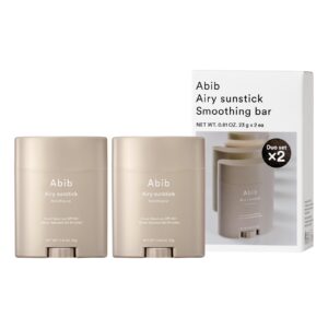 Abib Airy Sunstick Protection Bar DUO Broad Spectrum SPF50+ 1.62 oz / 46 g (Semi-matte) | Korean Suncreen Stick Suncare Sunblock, No Whitecast, Protector Solar Barra, Water resistant