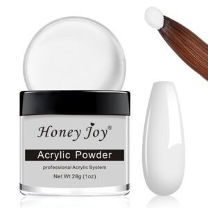 Acrylic Powder Clear White Nude Colored Polymer Nail Art for Acrylic Nails Extension No Need Nail Lamp> 1 oz (HJ-NAP017-White)
