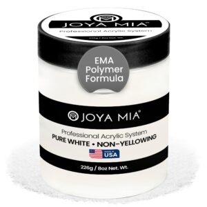 Joya Mia Acrylic Powder for Nails> MMA-Free> Super Adhesion Professional Powder for Flawless & Long-Lasting Nail Enhancements> Easy Application> Vibrant & Stunning Colors – Pure White> 8 oz