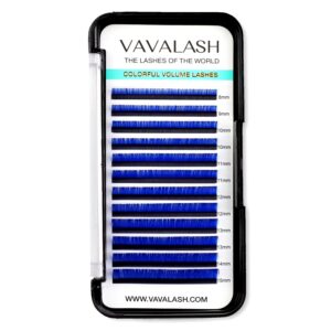 Colored Lash Extensions 0.07mm CC Curl Blue Individual Volume Lashes Extensions 8-15 Mix Length Color Eyelash Extensions for Salon (Blue 0.07-CC, 8-15mm)