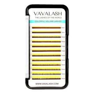 Colored Lash Extensions 0.07mm CC Curl Yellow Individual Volume Lashes Extensions 13-20 Mix Length Color Eyelash Extensions for Salon (Yellow 0.07-CC, 13-20mm)