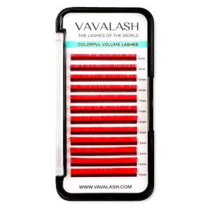 Colored Lash Extensions 0.07mm CC Curl Red Individual Volume Lashes Extensions 13-20 Mix Length Color Eyelash Extensions for Salon (Red 0.07-CC, 13-20mm)