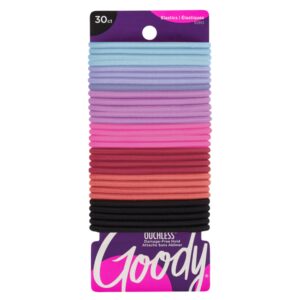 Goody Ouchless Elastic Hair Ties, 30 Ct, Rainbow, 4MM Rubber Bands, Pain-Free Styling Accessories for Women & Men, Made for Long-Lasting Braids, Ponytails & More, All Hair Types