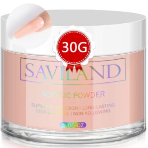 Saviland Nude Acrylic Powder – 1oz Professional Color Acrylic Nail Powder for Acrylic Nails Extension> 3D Nail Art Acrylic Polymer Powder> No Need Nail Lamp