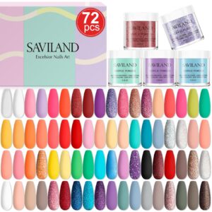 Saviland Acrylic Powder Set – 72 Colors Acrylic Powder Starter Set Amalfi/Rosy Collection Professional Polymer for Nail Extension Nail Carving