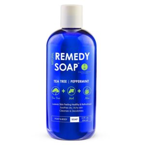 Truremedy Naturals Remedy Tea Tree Oil Body Wash – 12 oz Refreshing Cleanser for Skin and Scalp with Tea Tree, Peppermint, and Aloe – Invigorating Soap Body Wash