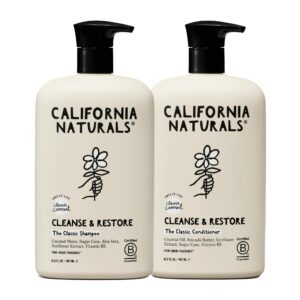 California Naturals Shampoo and Conditioner Set, Sulfate Free, Naturally Derived Clean Ingredients, Paraben Free, Non Toxic, Vegan, Hair Care Bundle for Women and Men, All Hair Types, 16.5 fl oz