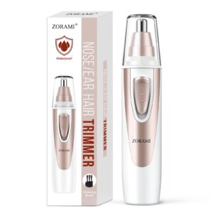 Ear and Nose Hair Trimmer Clipper – 2025 Professional Painless Eyebrow & Facial Hair Trimmer for Men Women, Battery-Operated Trimmer with IPX7 Waterproof, Dual Edge Blades for Easy Cleansing Pink